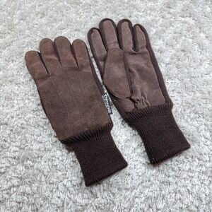 VTG Thinsulate Gloves Mens Large XL Brown Leather Knit Warm Winter Lined Outdoor